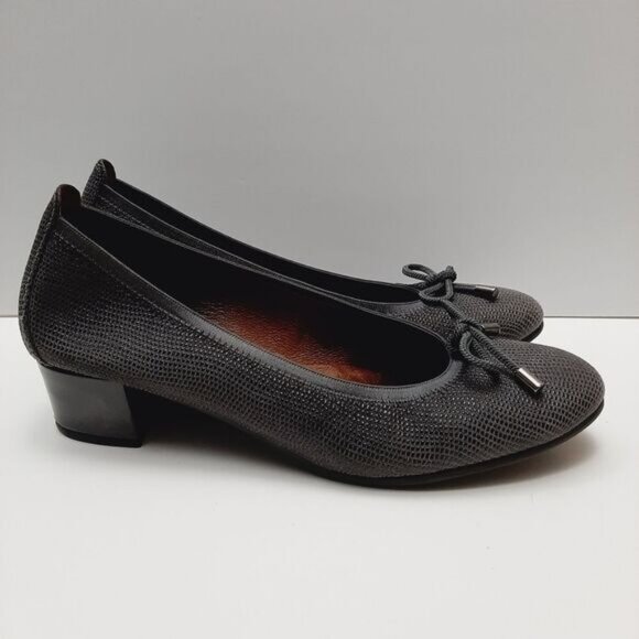 HISPANITAS Spain Textured Chunky Block Heel Pumps w/ Bow Grey Sz 9.5 | Eur 41 - Picture 3 of 16